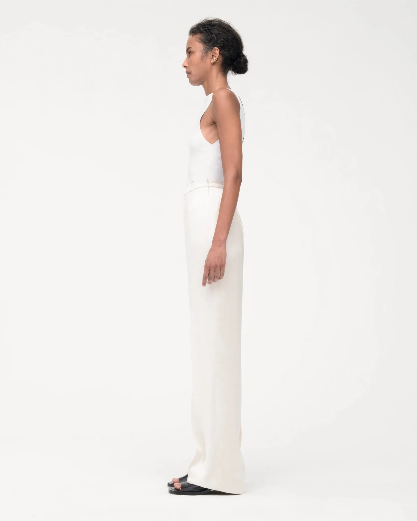 Pintuck Trouser | Cream sold by Another Tomorrow product image thumbnail 4