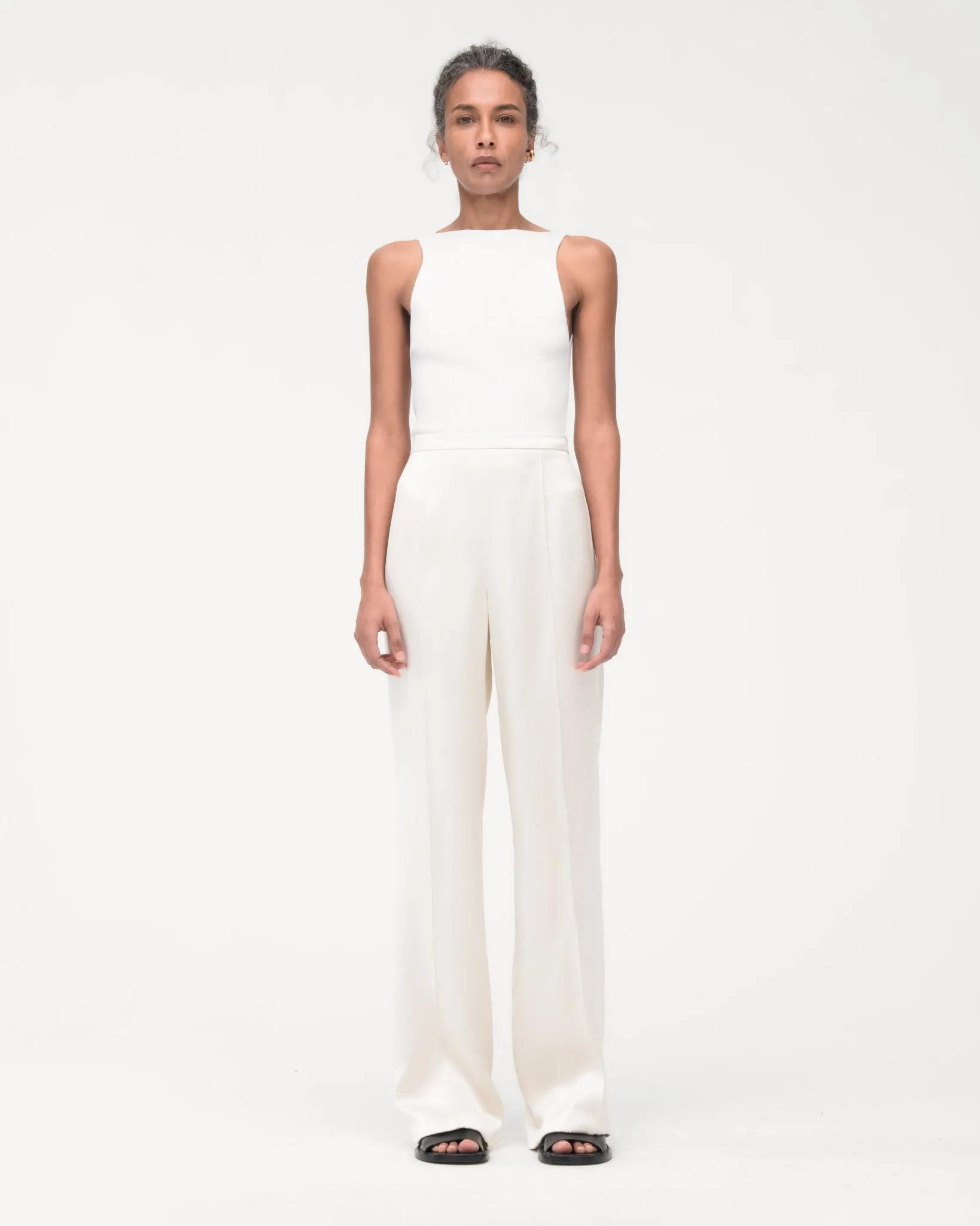 Pintuck Trouser | Cream sold by Another Tomorrow product image thumbnail 3