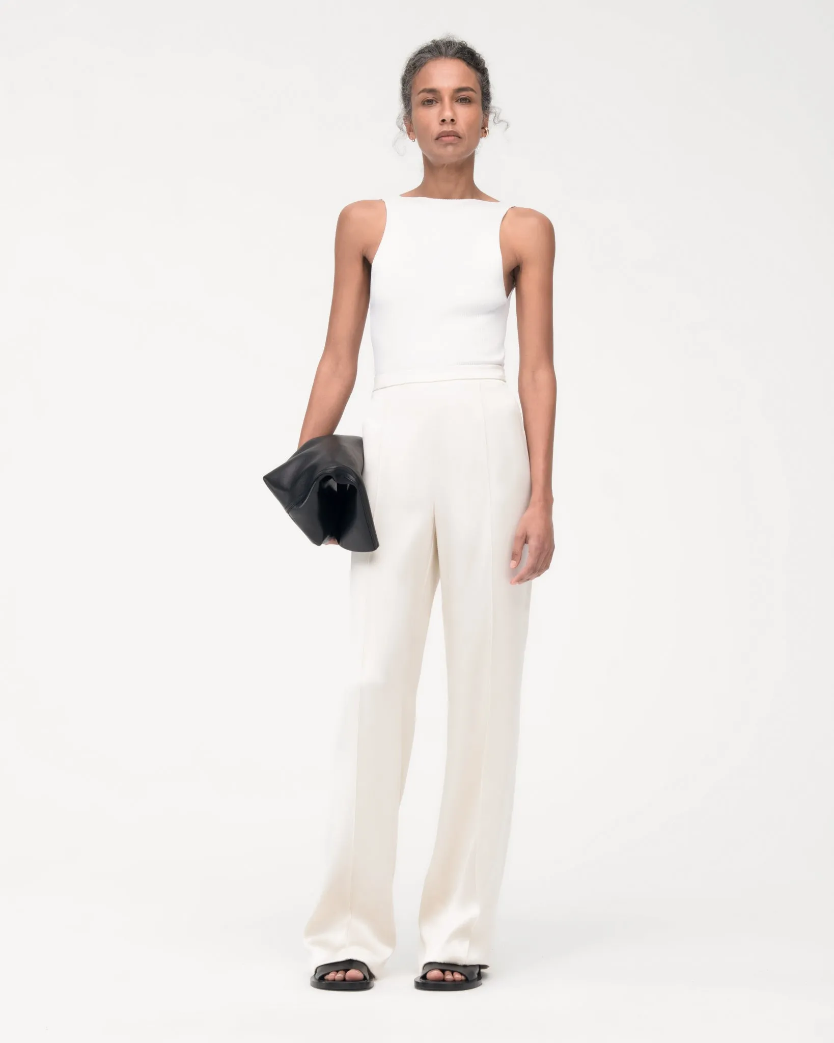 Pintuck Trouser | Cream sold by Another Tomorrow