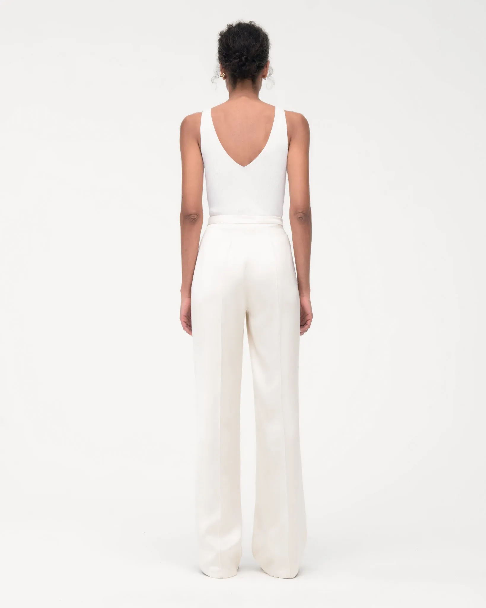 Pintuck Trouser | Cream sold by Another Tomorrow product image thumbnail 5