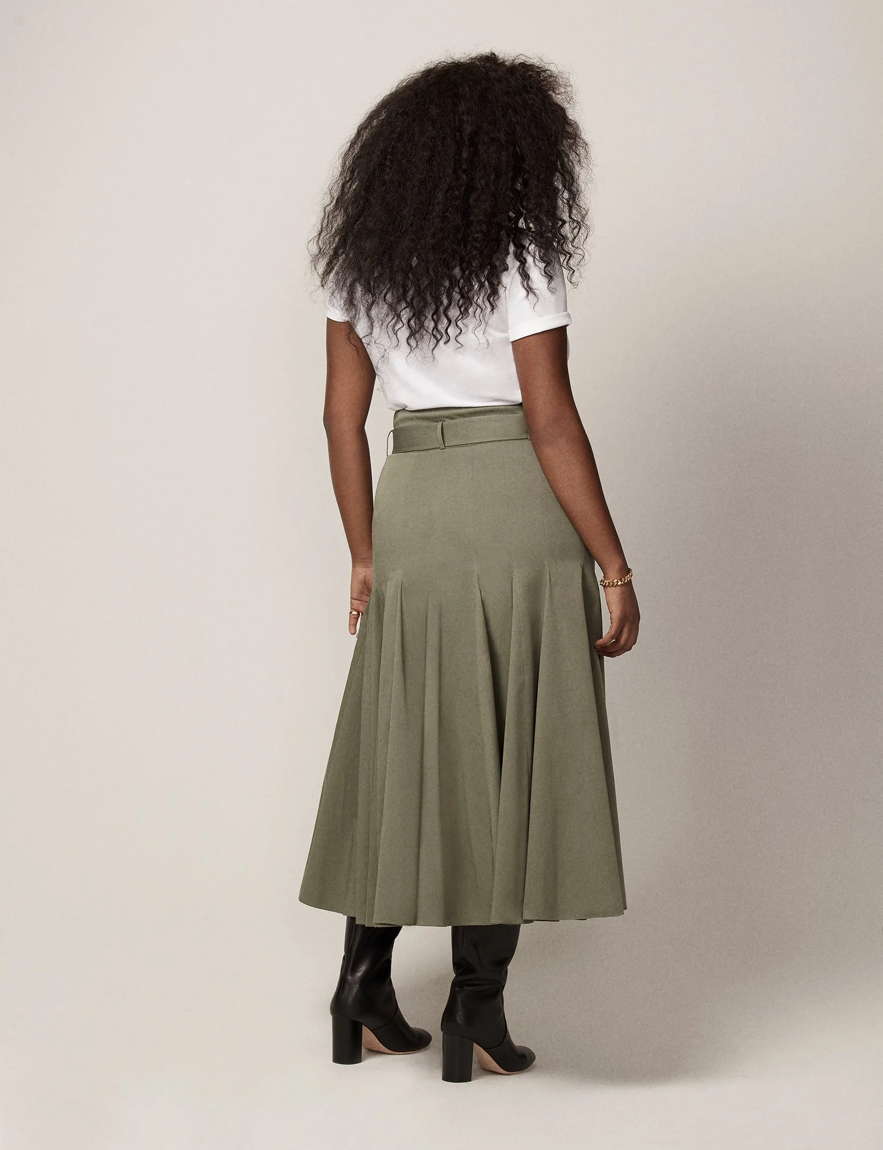 Seamed Flare Skirt - Resale | Olive Green sold by Another Tomorrow product image thumbnail 3