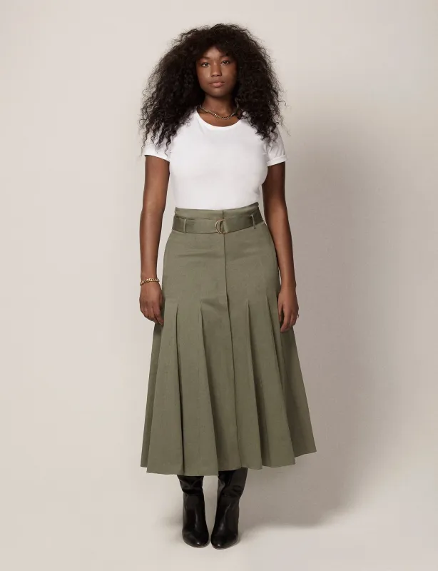 Seamed Flare Skirt - Resale | Olive Green made by Another Tomorrow