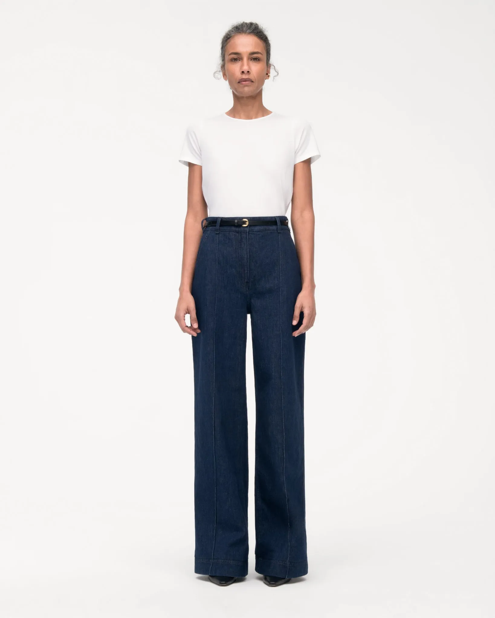 High Waisted Denim Trouser - Resale | Dark Wash sold by Another Tomorrow product image thumbnail 2