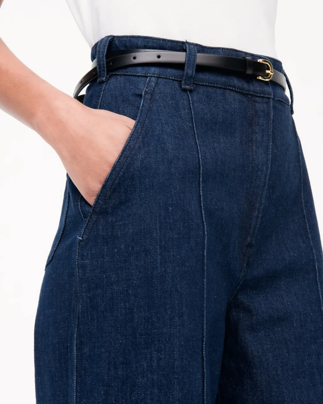 High Waisted Denim Trouser - Resale | Dark Wash sold by Another Tomorrow product image thumbnail 5