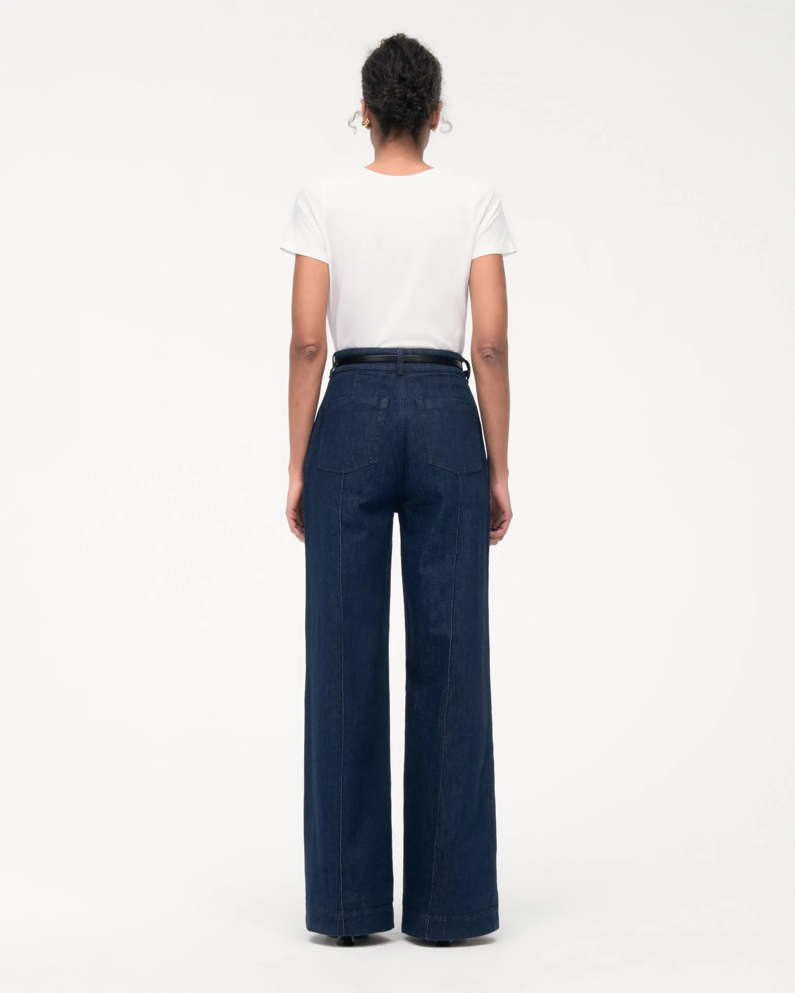 High Waisted Denim Trouser - Resale | Dark Wash sold by Another Tomorrow product image thumbnail 4