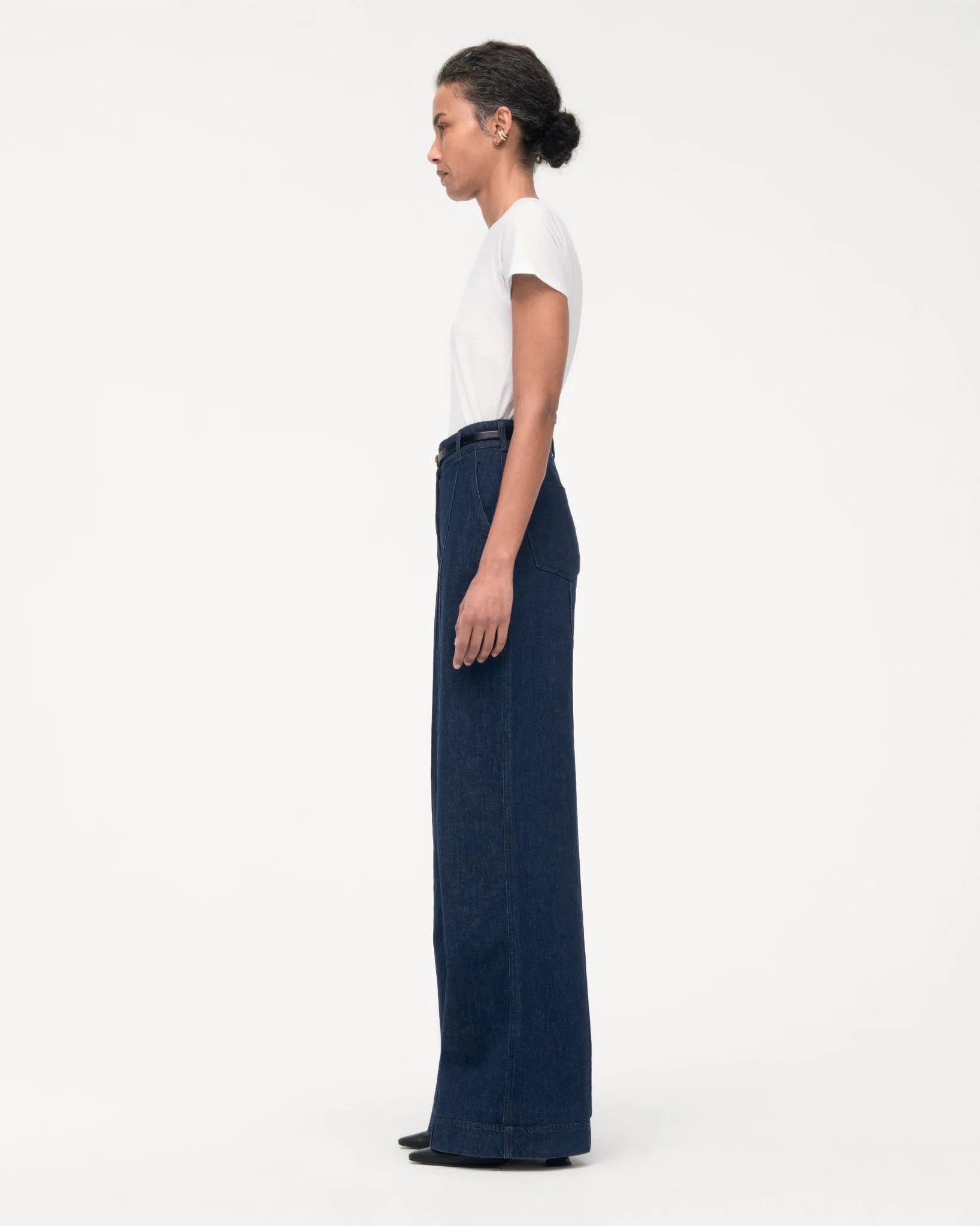 High Waisted Denim Trouser - Resale | Dark Wash sold by Another Tomorrow product image thumbnail 3