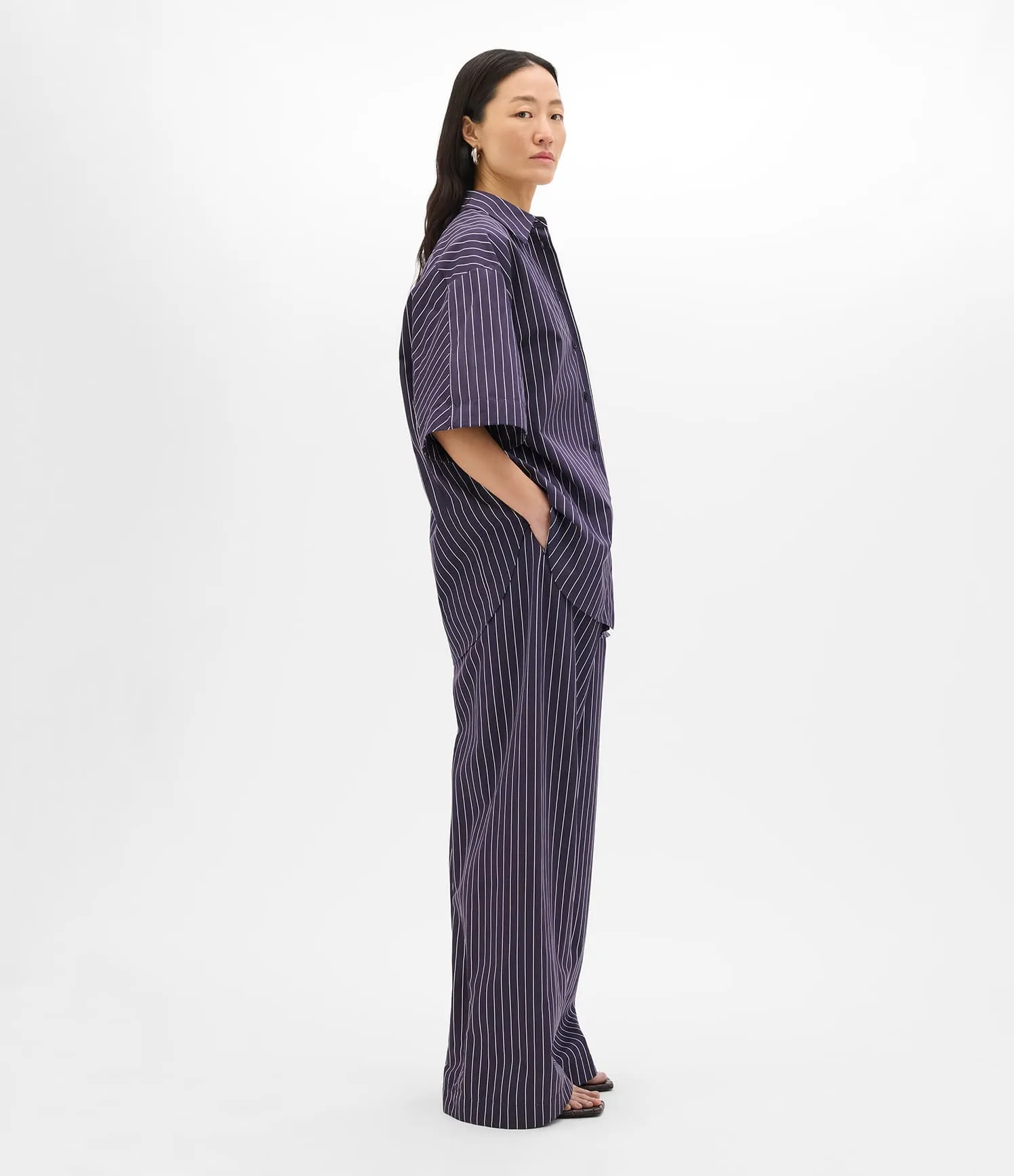 Short Sleeve Shirt | Navy/White Stripe sold by Another Tomorrow product image thumbnail 5