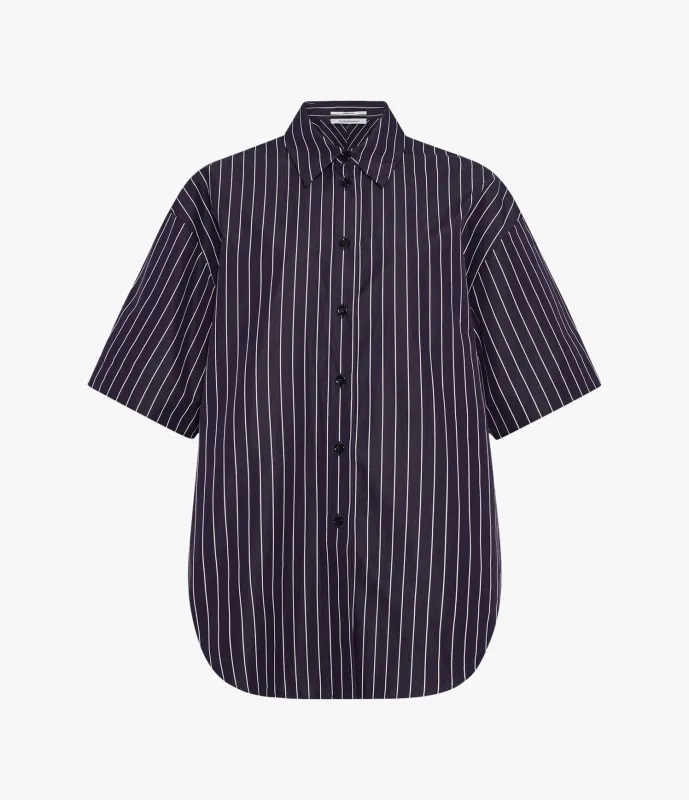 Short Sleeve Shirt | Navy/White Stripe made by Another Tomorrow