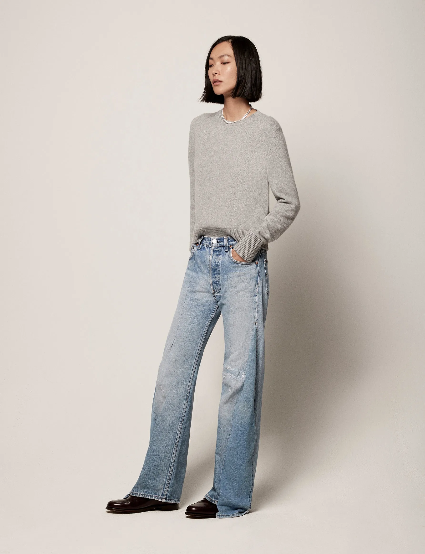Classic Cashmere Crewneck | Heather Grey sold by Another Tomorrow product image thumbnail 3
