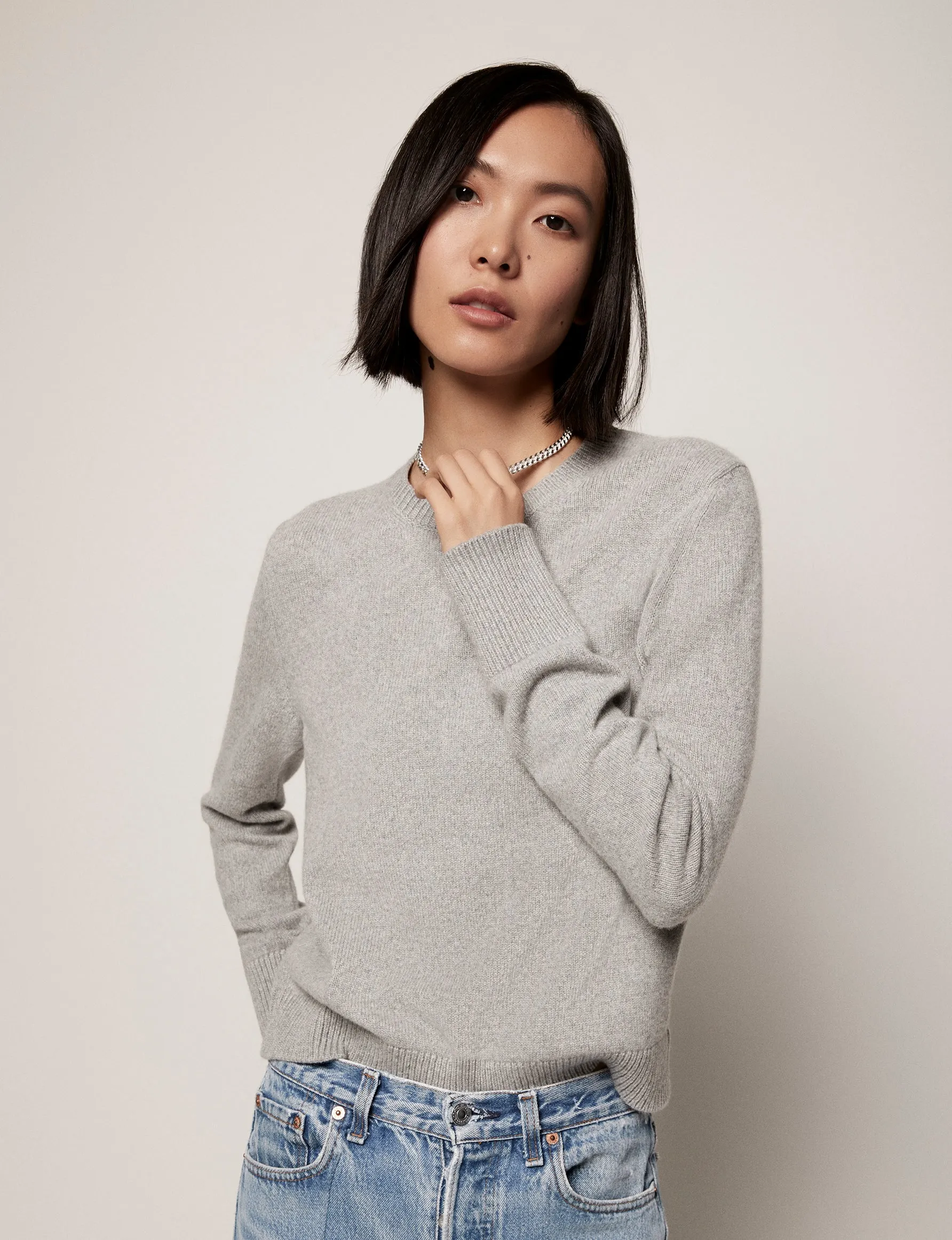 Classic Cashmere Crewneck | Heather Grey sold by Another Tomorrow product image thumbnail 2