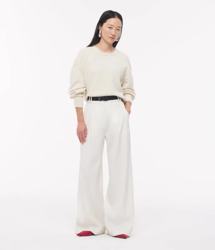 Twill Pleated Trouser | Vanilla made by Another Tomorrow