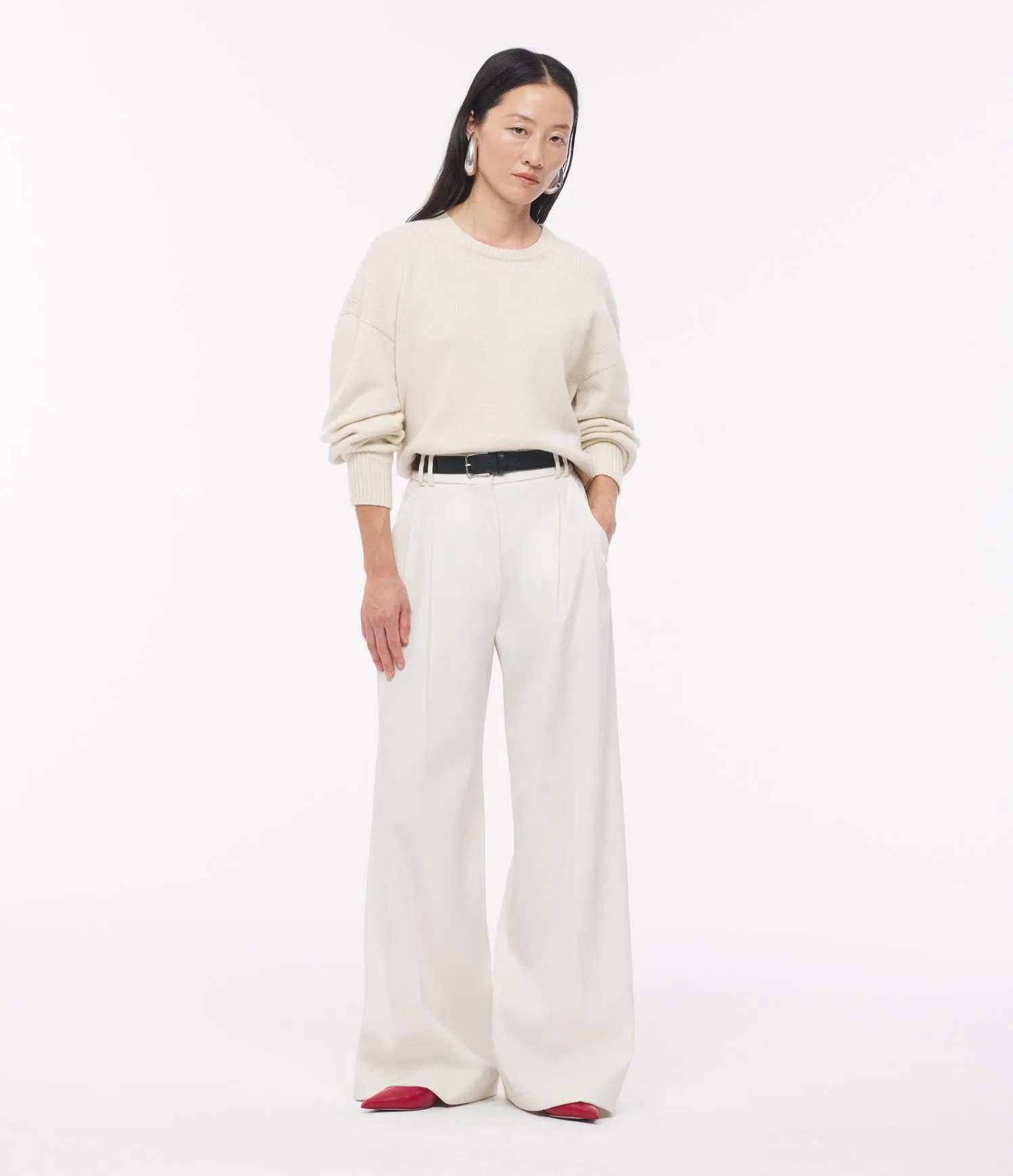 Twill Pleated Trouser | Vanilla sold by Another Tomorrow