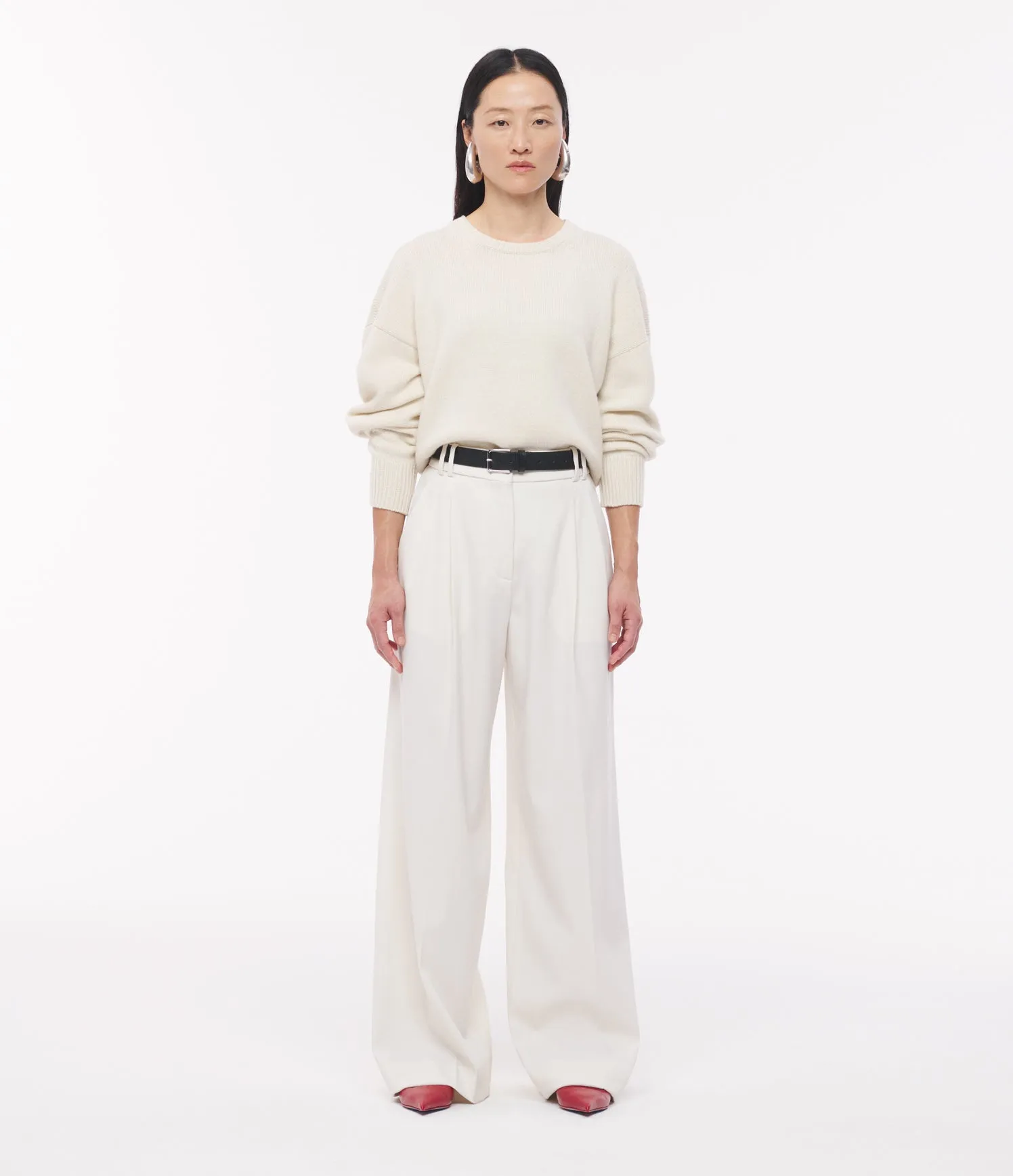 Twill Pleated Trouser | Vanilla sold by Another Tomorrow product image thumbnail 2