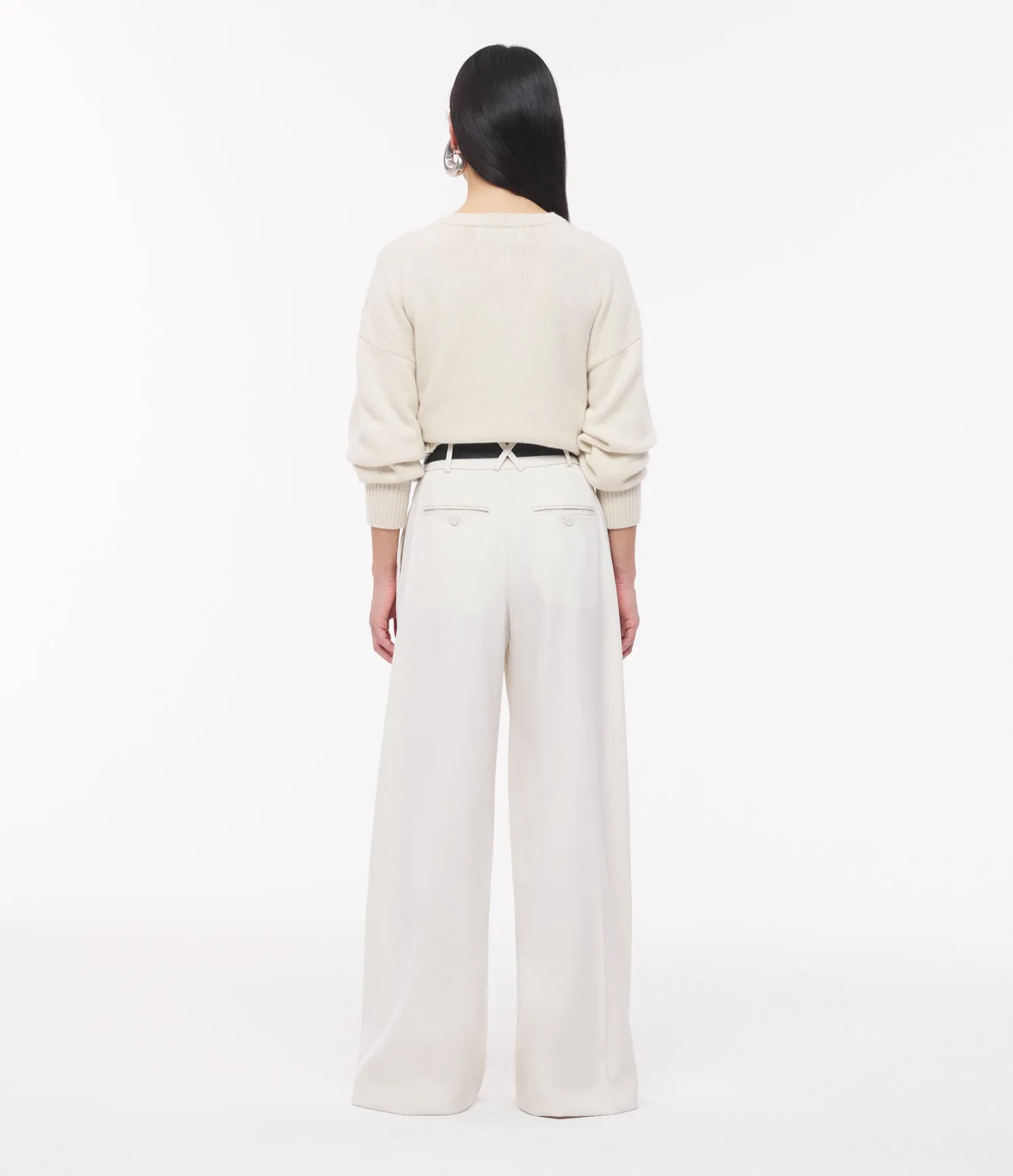Twill Pleated Trouser | Vanilla sold by Another Tomorrow product image thumbnail 4