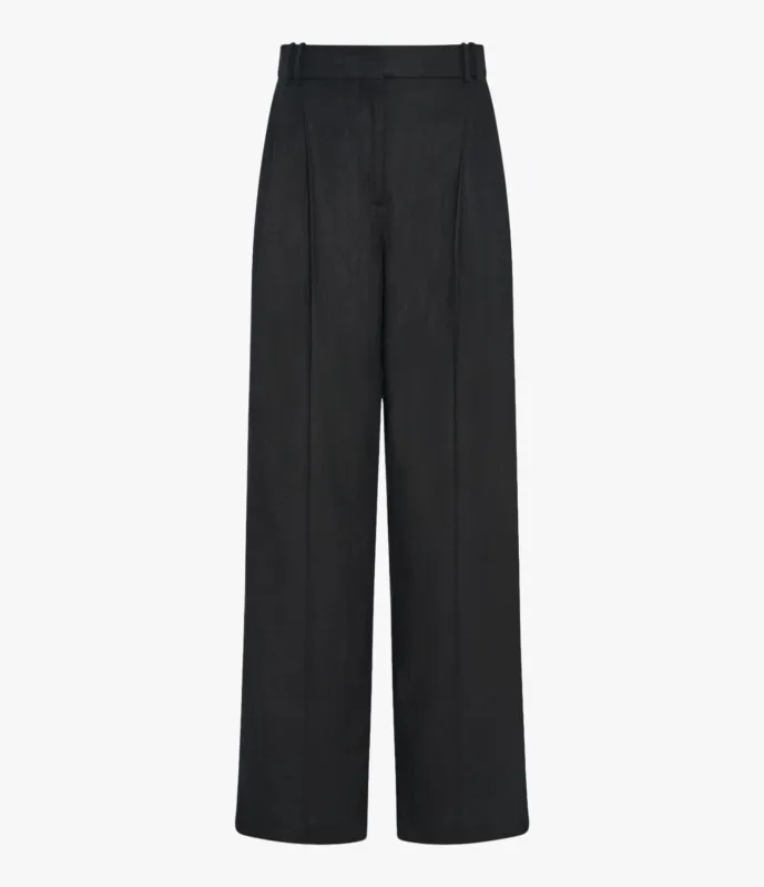 Linen Pleated Trouser | Black made by Another Tomorrow