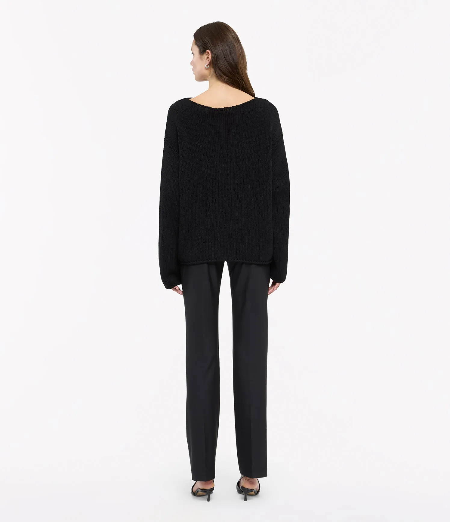 Draped Knit Sweater | Black sold by Another Tomorrow product image thumbnail 3