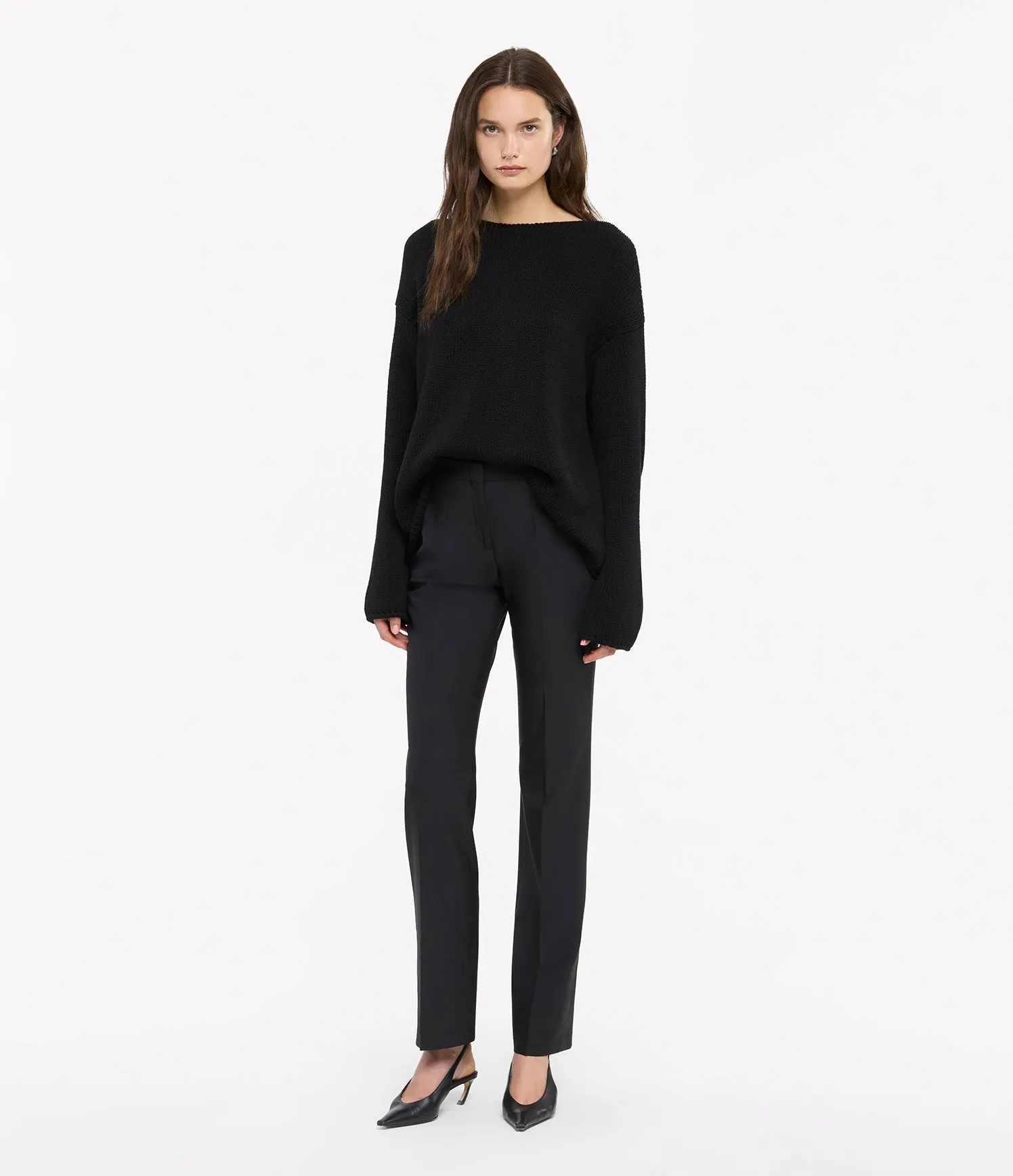 Draped Knit Sweater | Black sold by Another Tomorrow product image thumbnail 2