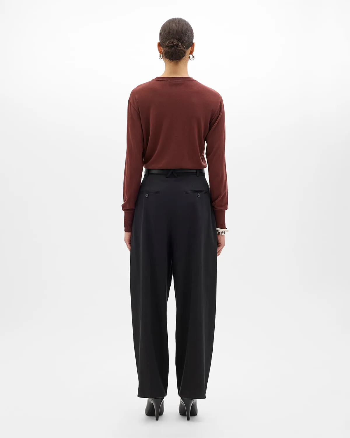 Cropped Tapered Trouser | Black sold by Another Tomorrow product image thumbnail 3