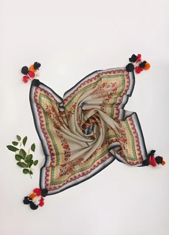 Road To Barmer Scarf In Cotton Silk Chanderi made by La Fuori
