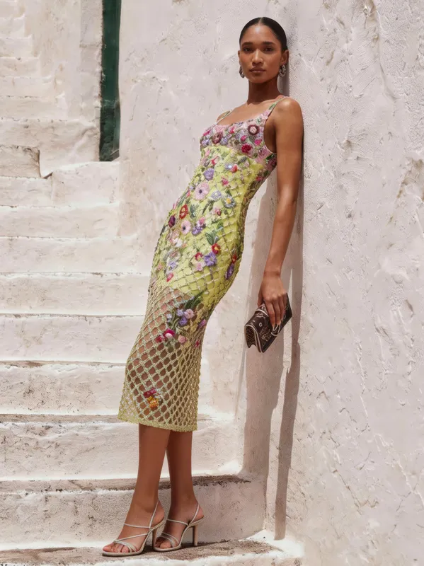 Gilded Flora Midi Dress made by La Fuori