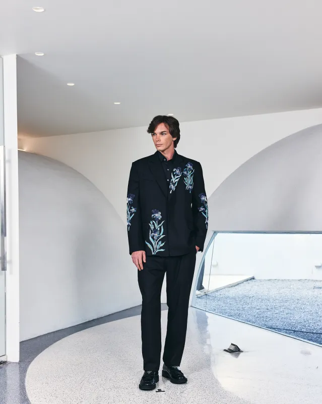 Blue Bloom Noir Blazer made by La Fuori