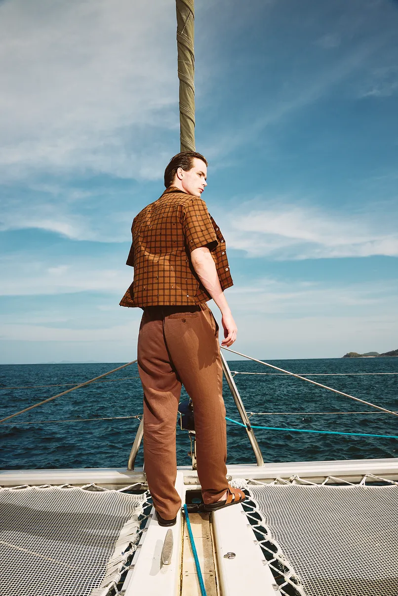 Mocha Grid Shirt sold by La Fuori product image thumbnail 4