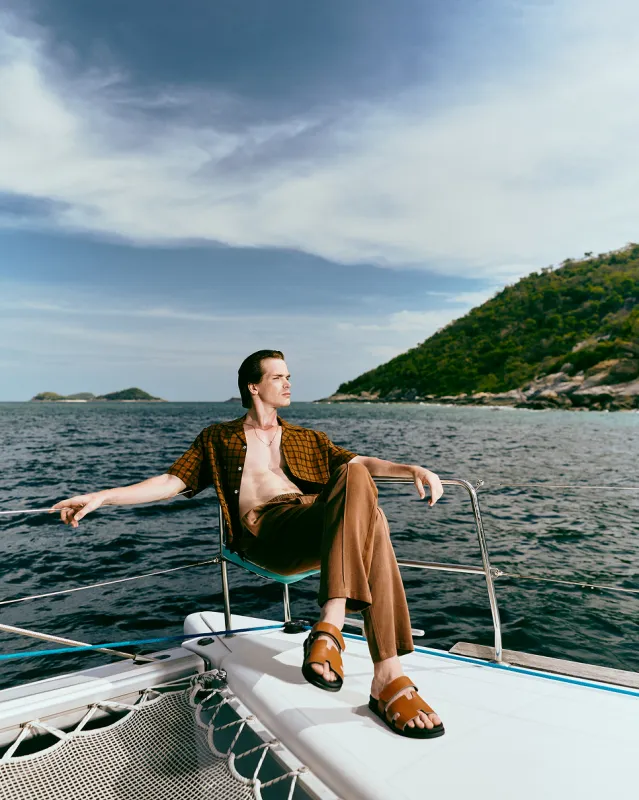 Mocha Grid Shirt made by La Fuori