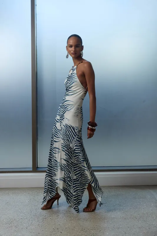 ARTEMIS MIDI DRESS IN ZEBRA PRINT JERSEY made by De La Vali