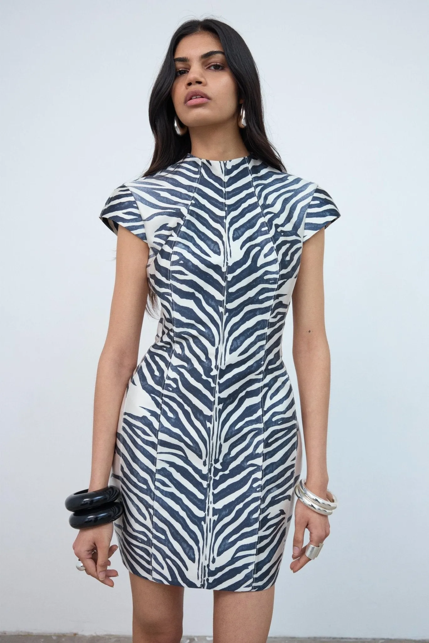 ZENA MINI DRESS IN ZEBRA PRINTED TWILL sold by De La Vali product image thumbnail 2