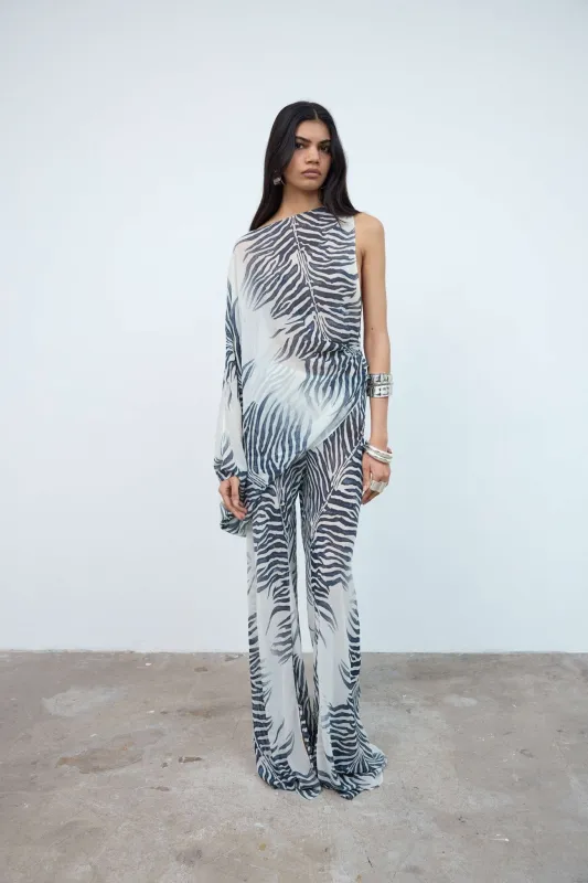 LUMA TROUSERS IN ZEBRA PRINT GEORGETTE made by De La Vali