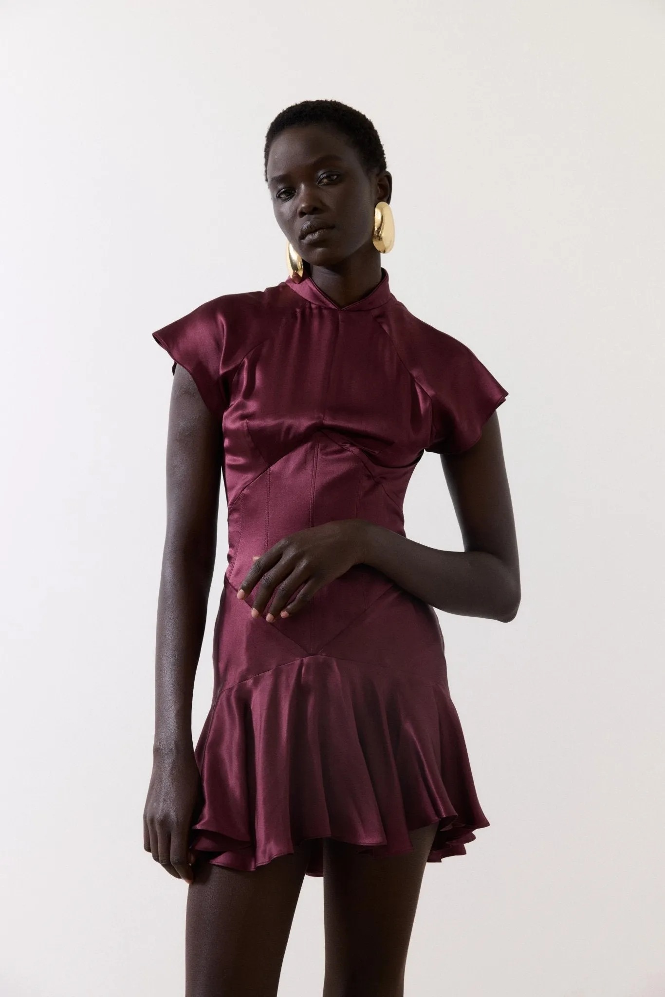 ALIZEE MINI DRESS IN EARTH SILK SATIN sold by De La Vali product image thumbnail 2