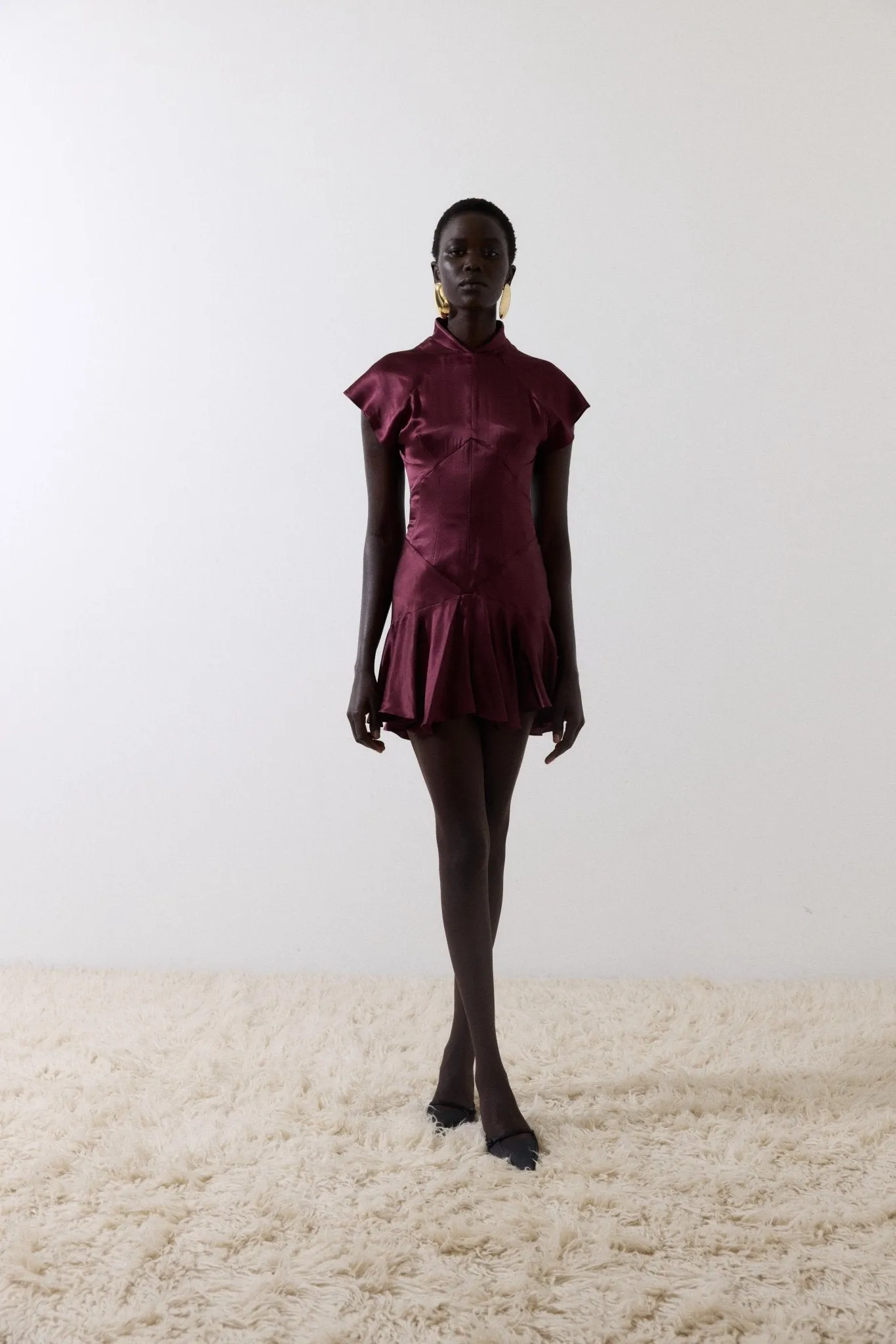 ALIZEE MINI DRESS IN EARTH SILK SATIN sold by De La Vali