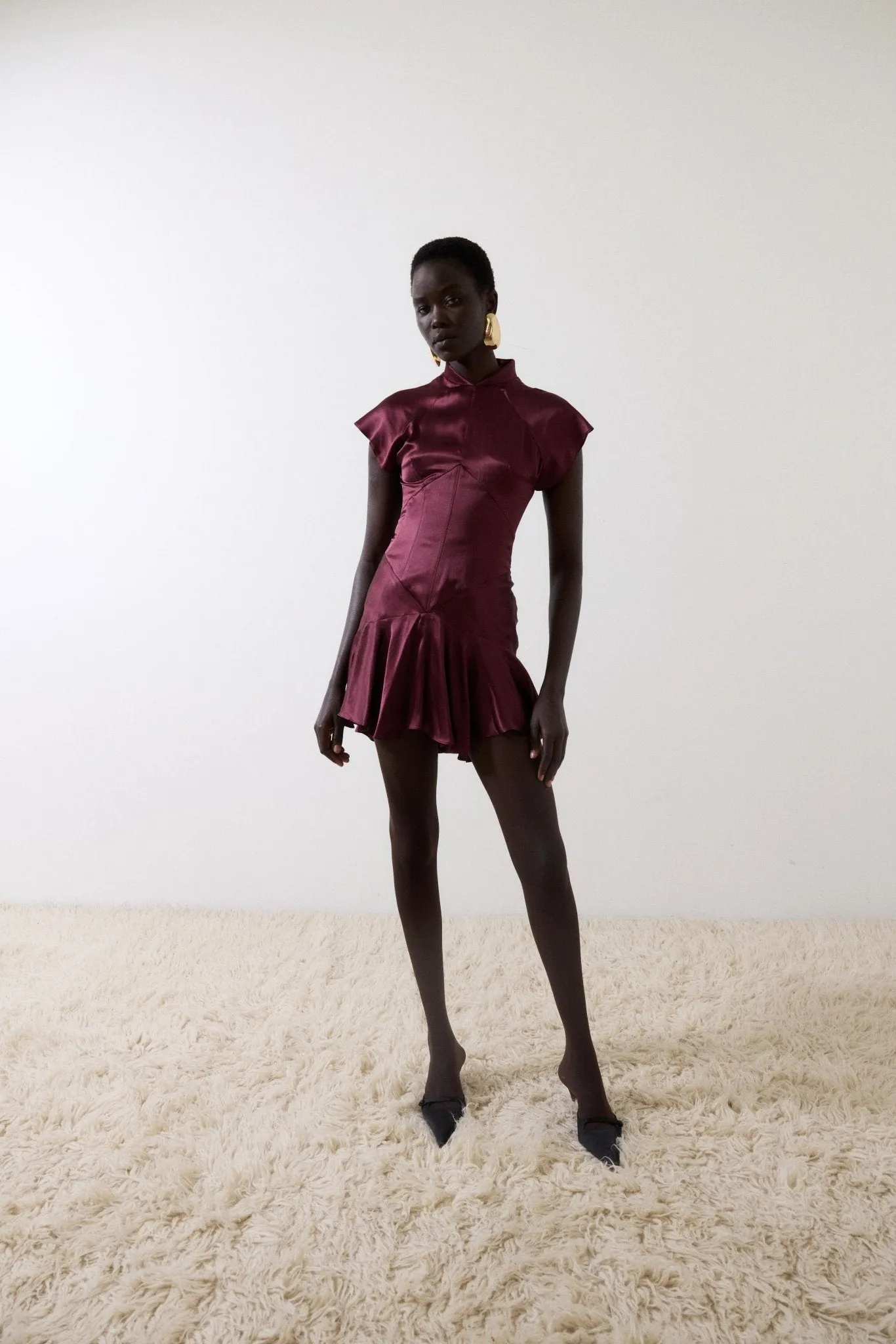 ALIZEE MINI DRESS IN EARTH SILK SATIN sold by De La Vali product image thumbnail 5