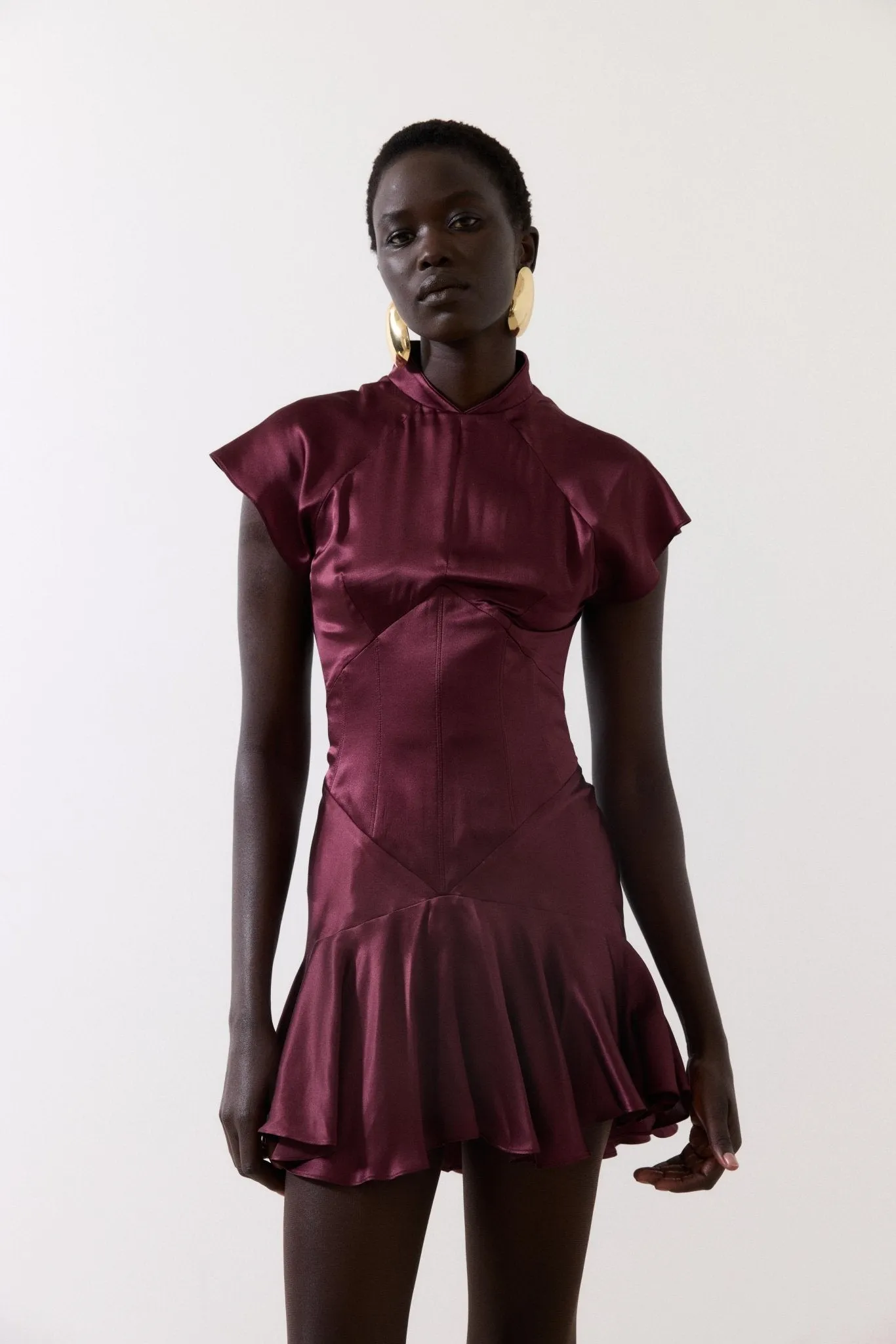 ALIZEE MINI DRESS IN EARTH SILK SATIN sold by De La Vali product image thumbnail 4
