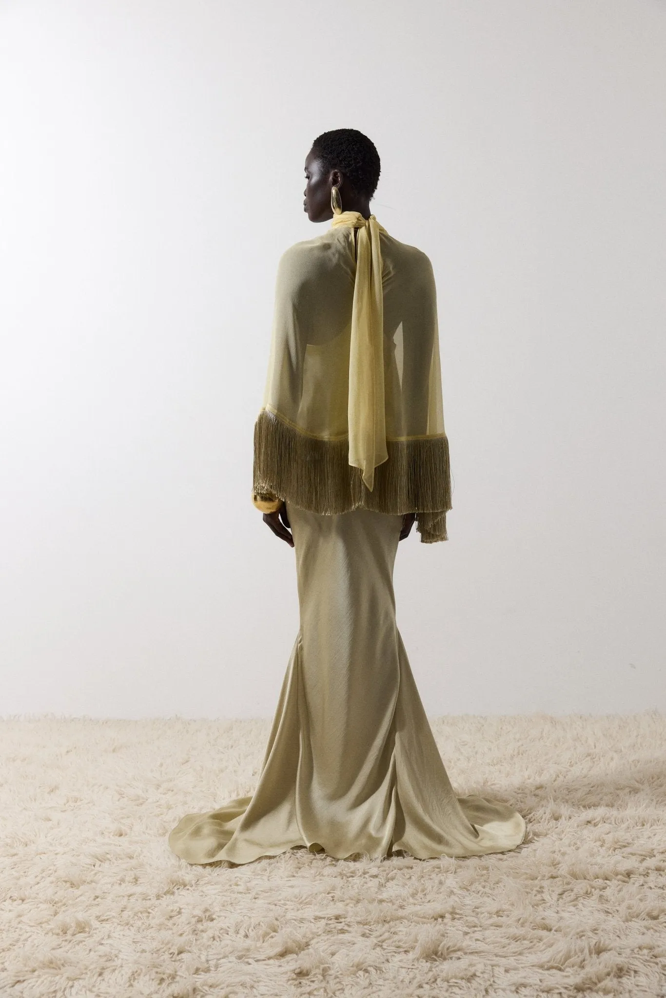 SUELO SKIRT IN SAND SILK SATIN sold by De La Vali product image thumbnail 2
