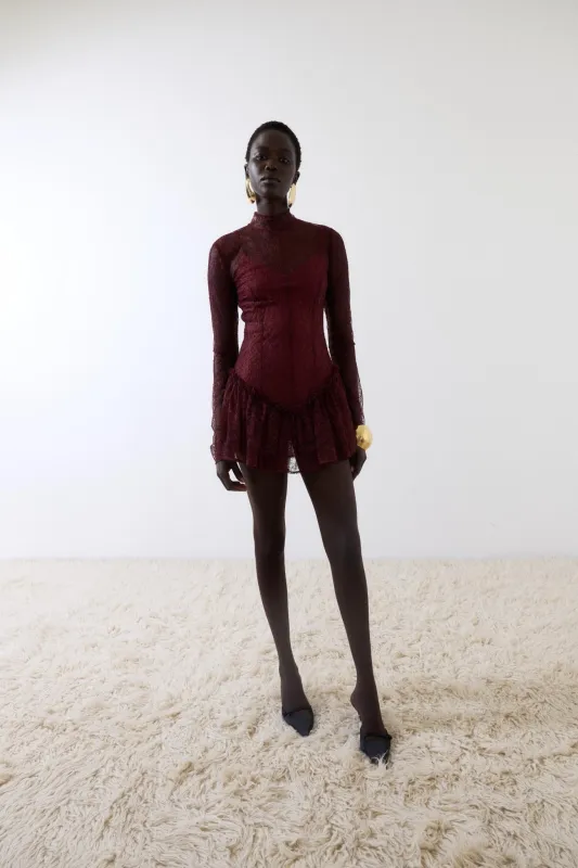 BRISA MINI DRESS IN EARTH LACE sold by De La Vali