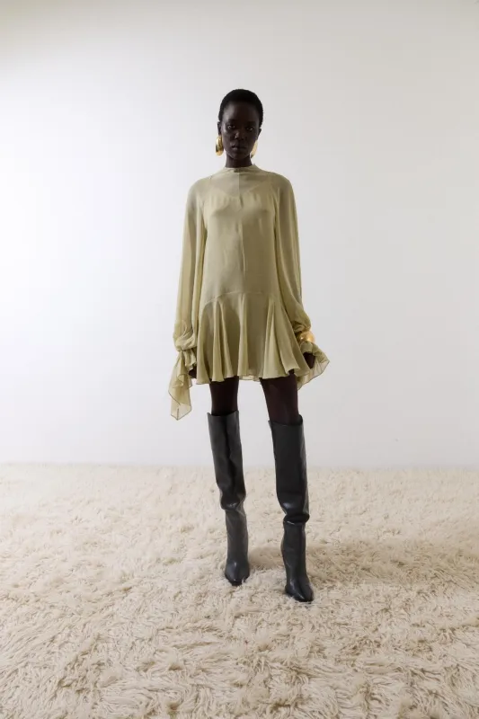 TERRAN MINI DRESS IN SAND GEORGETTE CHIFFON made by De La Vali