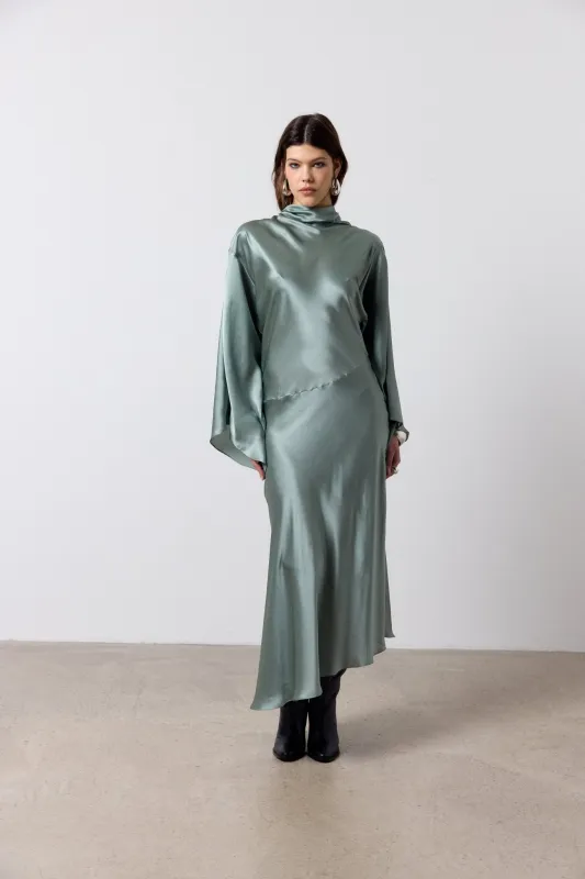 BAYAMO LONG DRESS IN SEA SILK SATIN made by De La Vali