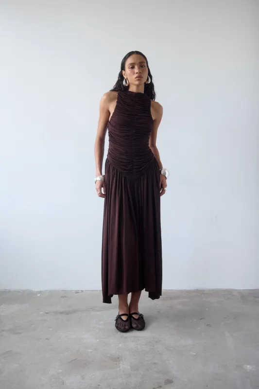 CYCLONE MIDI DRESS IN CEDAR JERSEY made by De La Vali