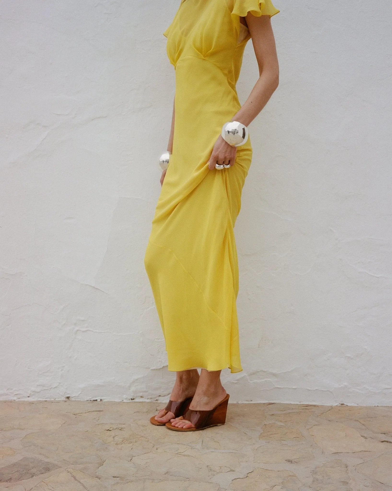 PAREO MAXI DRESS SILK CHIFFON SUN YELLOW sold by De La Vali product image thumbnail 2