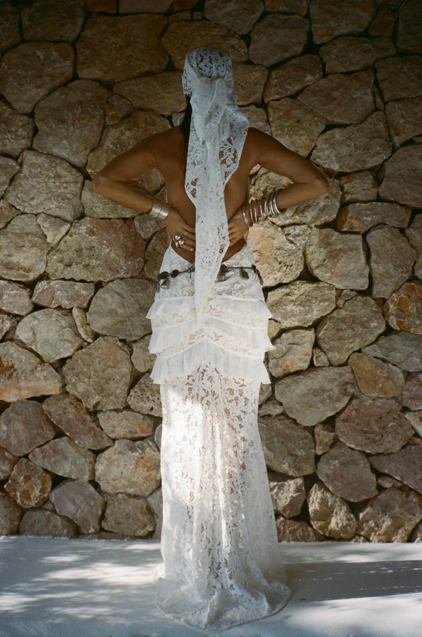 BONITA MAXI DRESS IN WHITE COTTON LACE sold by De La Vali product image thumbnail 3
