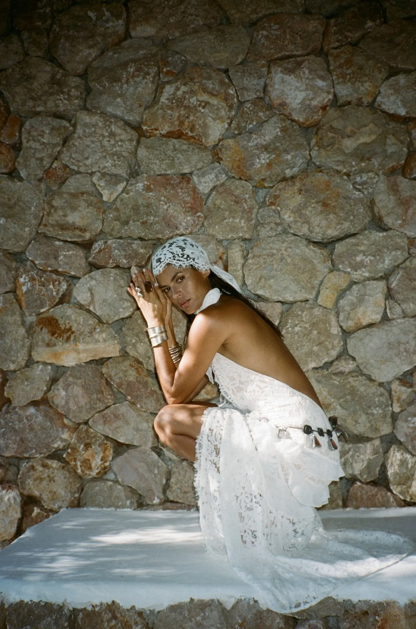 BONITA MAXI DRESS IN WHITE COTTON LACE sold by De La Vali product image thumbnail 2
