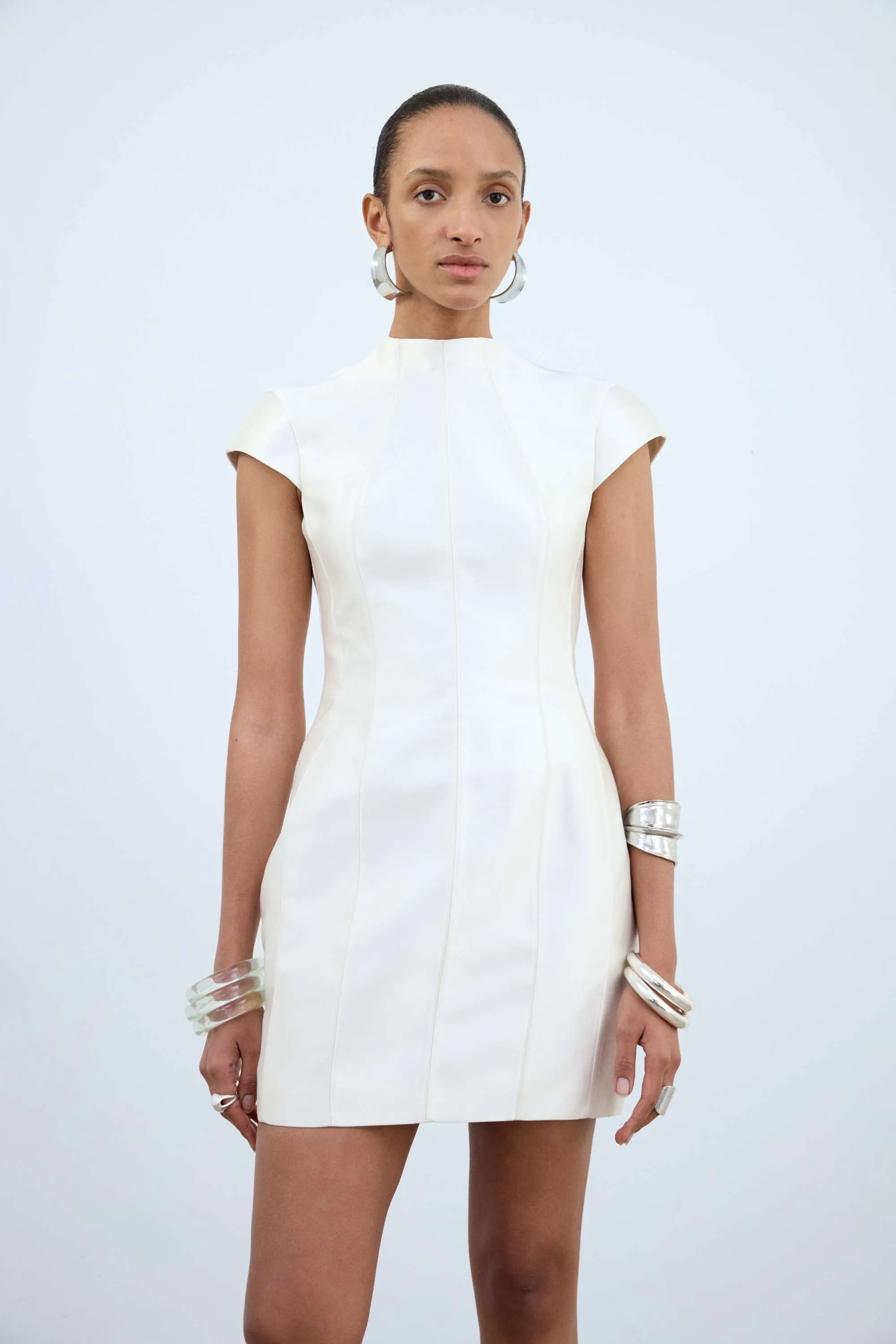 ZENA MINI DRESS IN IVORY TWILL sold by De La Vali product image thumbnail 3
