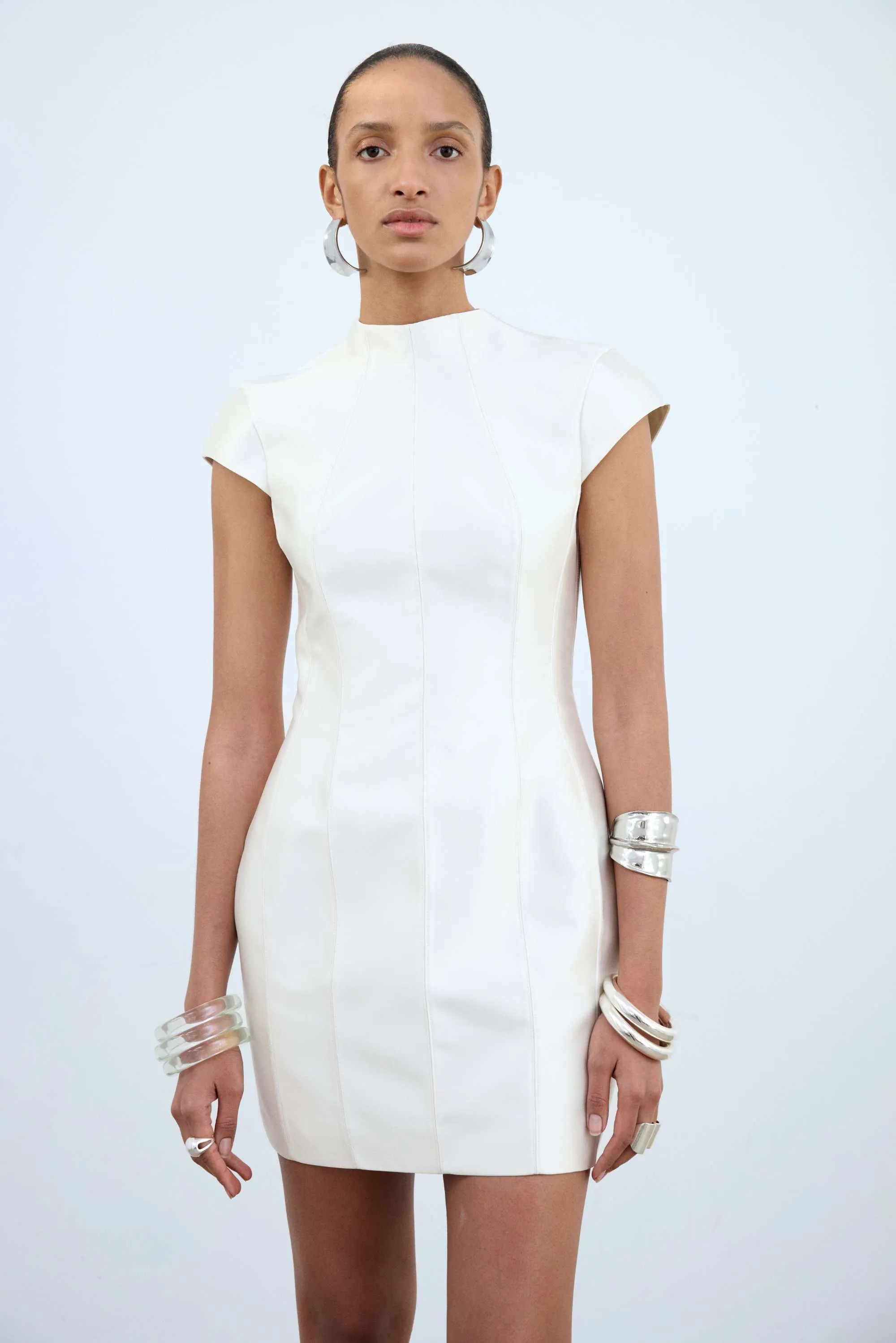 ZENA MINI DRESS IN IVORY TWILL sold by De La Vali product image thumbnail 4