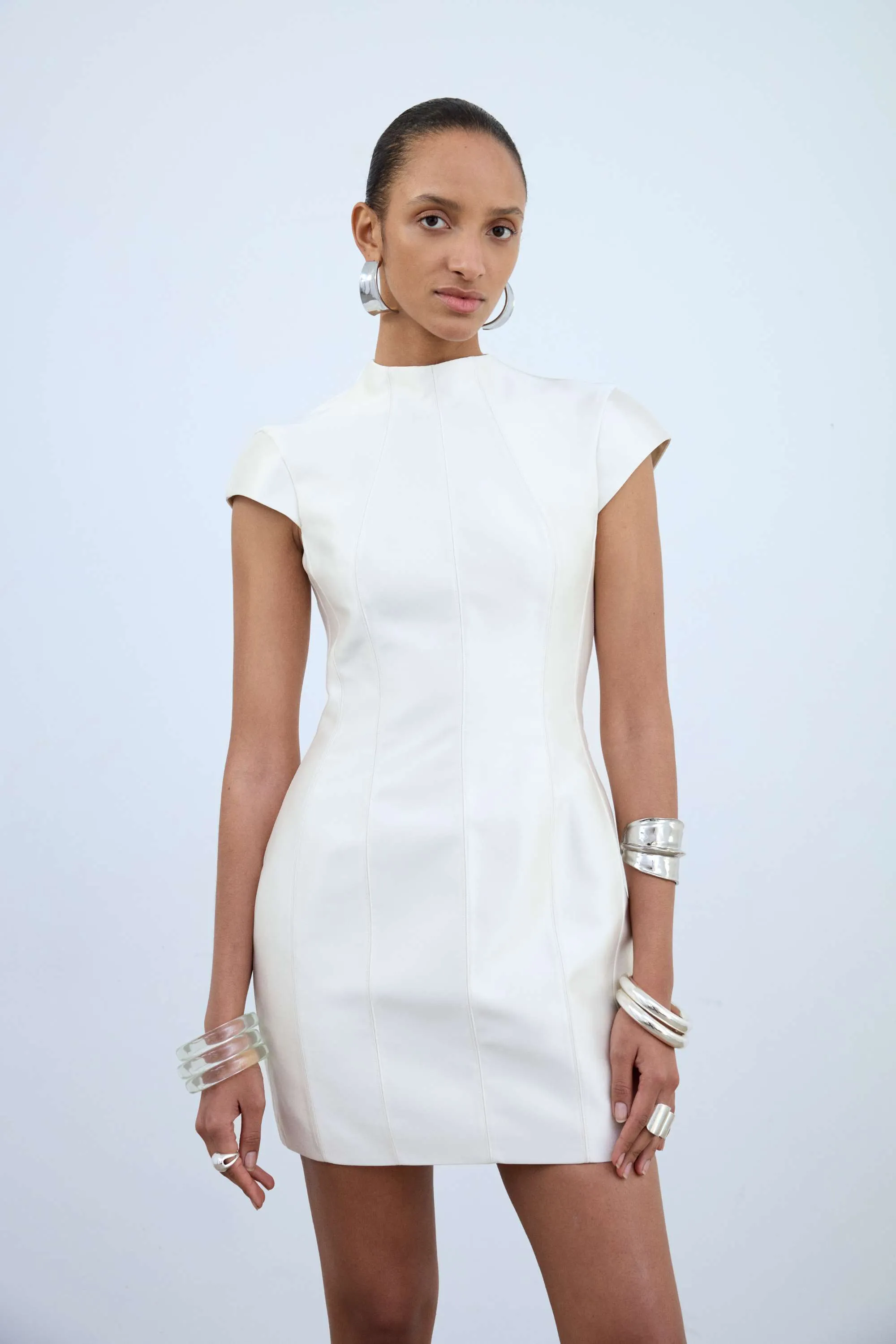 ZENA MINI DRESS IN IVORY TWILL sold by De La Vali product image thumbnail 5