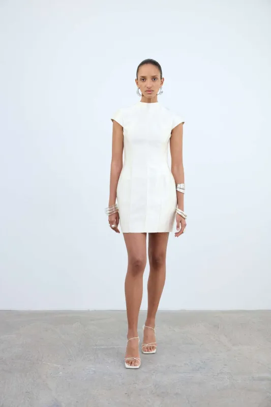 ZENA MINI DRESS IN IVORY TWILL made by De La Vali
