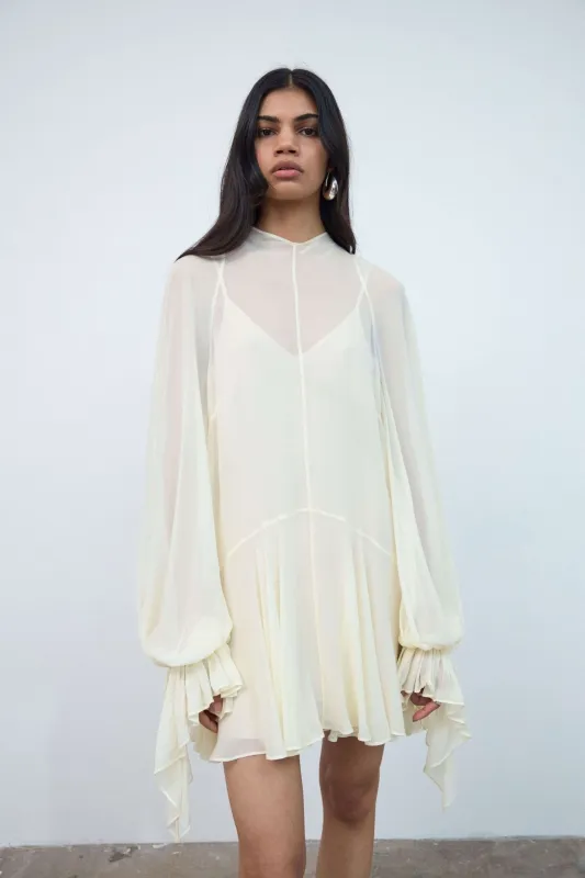 TERRAN MINI DRESS IN IVORY VISCOSE GEORGETTE made by De La Vali