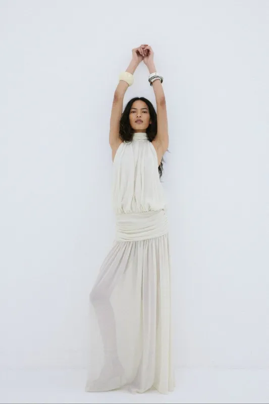 CRUZ MAXI DRESS IN CREAM CHIFFON made by De La Vali