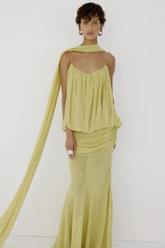 INARA MAXI DRESS IN PEAR CHIFFON made by De La Vali