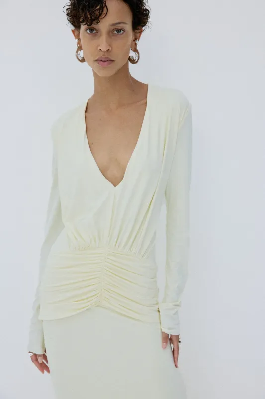 CIELORA DRESS IN BRIGHT CREAM made by De La Vali
